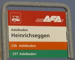 (178'032) - AFA-Haltestellenschild - Adelboden, Heinrichseggen - am 9. Januar 2017