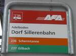 (178'034) - AFA-Haltestellenschild - Adelboden, Dorf Sillerenbahn - am 9. Januar 2019
