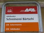 Adelboden/746817/180963---afa-haltestellenschild---adelboden-schreinerei (180'963) - AFA-Haltestellenschild - Adelboden, Schreinerei Brtschi - am 4. Juni 2017