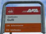(180'964) - AFA-Haltestellenschild - Adelboden, Gulli - am 4. Juni 2017