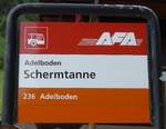 (180'970) - AFA-Haltestellenschild - Adelboden, Schermtanne - am 4. Juni 2017