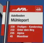 (200'228) - AFA-Haltestellenschild - Adelboden, Mhleport - am 25. Dezember 2018