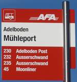 (200'229) - AFA-Haltestellenschild - Adelboden, Mhleport - am 25.