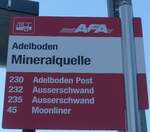 Adelboden/749051/200237---afa-haltestellenschild---adelboden-mineralquelle (200'237) - AFA-Haltestellenschild - Adelboden, Mineralquelle - am 25. Dezember 2018