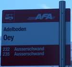 Adelboden/749052/200238---afa-haltestellenschild---adelboden-oey (200'238) - AFA-Haltestellenschild - Adelboden, Oey - am 25. Dezember 2018