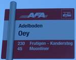 (200'244) - AFA-Haltestellenschild - Adelboden, Oey - am 25. Dezember 2018