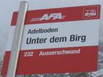 Adelboden/749206/200893---afa-haltestellenschild---adelboden-unter (200'893) - AFA-Haltestellenschild - Adelboden, Unter dem Birg - am 12. Januar 2019