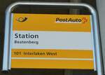 (230'083) - PostAuto-Haltestellenschild - Beatenberg, Station - am 7. November 2021