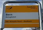 (131'314) - PostAuto-Haltestellenschild - Bern, Rehaghlzli - am 7.