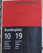 (234'121) - BERNMOBIL-Haltestellenschild - Bern, Bundesplatz - am 28. Mrz 2022