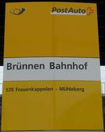 bern-bruennen-westside-9/743717/156104---postauto-haltestellenschild---bern-bruennen (156'104) - PostAuto-Haltestellenschild - Bern, Brnnen Bahnhof - am 26. Oktober 2014