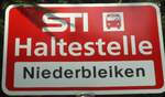 (148'326) - STI-Haltestellenschild - Bleiken, Niederbleiken - am 15. Dezember 2013