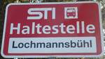 Blumenstein/741337/136816---sti-haltestellenschild---blumenstein-lochmannsbuehl (136'816) - STI-Haltestellenschild - Blumenstein, Lochmannsbhl - am 22. November 2011
