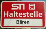 Blumenstein/741348/136830---sti-haltestellenschild---blumenstein-baeren (136'830) - STI-Haltestellenschild - Blumenstein, Bren - am 22. November 2011