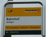 (251'858) - PostAuto-Haltestellenschild - Bolligen, Bahnhof - am 22. Juni 2023