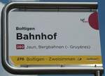 Boltigen/815966/250662---tpfpostauto-haltestellenschild---boltigen-bahnhof (250'662) - tpf/PostAuto-Haltestellenschild - Boltigen, Bahnhof - am 27. Mai 2023
