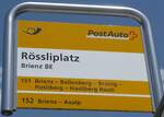 Brienz/743300/151383---postauto-haltestellenschild---brienz-be (151'383) - PostAuto-Haltestellenschild - Brienz BE, Rssliplatz - am 8. Juni 2014