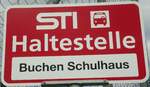 (128'758) - STI-Haltestellenschild - Buchen, Buchen Schulhaus - am 15.