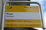 (161'456) - PostAuto-Haltestellenschild - Detligen, Post - am 30. Mai 2015