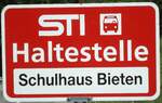 (133'862) - STI-Haltestellenschild - Eriz, Schulhaus Bieten - am 28.