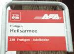 (130'989) - AFA-Haltestellenschild - Frutigen, Heilsarmee - am 15. November 2010