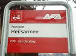 (130'990) - AFA-Haltestellenschild - Frutigen, Heilsarmee - am 15. November 2010