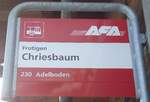 (131'695) - AFA-Haltestellenschild - Frutigen, Chriesbaum - am 26. Dezember 2010