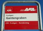 (131'698) - AFA-Haltestellenschild - Frutigen, Gantengraben - am 26. Dezember 2010