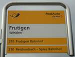 (139'442) - PostAuto-Haltestellenschild - Frutigen, Winklen - am 6.