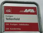 (138'447) - AFA-Haltestellenschild - Frutigen, Tellenfeld - am 6.