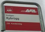 (138'448) - AFA-Haltestellenschild - Frutigen, Rybrgg - am 6. April 2012