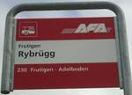 (138'449) - AFA-Haltestellenschild - Frutigen, Rybrgg - am 6. April 2012