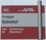 (198'079) - AFA-Haltestellenschild - Frutigen, Bahnhof - am 1. Oktober 2018