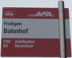 Frutigen/748581/198080---afa-haltestellenschild---frutigen-bahnhof (198'080) - AFA-Haltestellenschild - Frutigen, Bahnhof - am 1. Oktober 2018