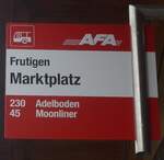 (216'610) - AFA-Haltestellenschild - Frutigen, Marktplatz - am 1. Mai 2020