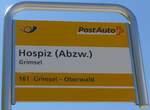 (195'254) - PostAuto-Haltestellenschild - Grimsel, Hospiz (Abzw.) - am 29.