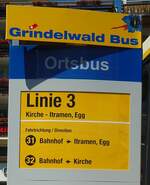 Grindelwald/740390/134753---grindelwald-bus-haltestellenschild---grindelwald (134'753) - Grindelwald Bus-Haltestellenschild - Grindelwald, Bahnhof - am 3. Juli 2011