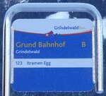 Grindelwald/873873/271258---grindelwaldbus-haltestellenschild---grindelwald-grund (271'258) - GrindelwaldBus-Haltestellenschild - Grindelwald, Grund Bahnhof - am 18. Januar 2025