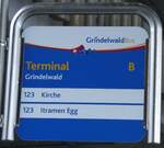 Grindelwald/873911/271287---grindelwaldbus-haltestellenschild---grindelwald-terminal (271'287) - GrindelwaldBus-Haltestellenschild - Grindelwald, Terminal - am 18. Januar 2025