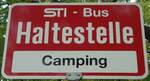 (133'349) - STI-Haltestellenschild - Gwatt, Camping - am 21.