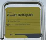 (159'961) - STI-Haltestellenschild - Gwatt, Gwatt Deltapark - am 25. April 2015