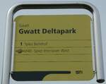 Gwatt/810338/248350---sti-haltestellenschild---gwatt-deltapark (248'350) - STI-Haltestellenschild - Gwatt, Deltapark - am 10. April 2023