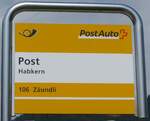 (163'808) - PostAuto-Haltestellenschild - Habkern, Post - am 23. August 2015