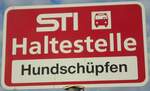 (136'754) - STI-Haltestellenschild - Heiligenschwendi, Hundschpfen - am 20.