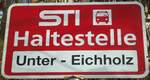 (136'755) - STI-Haltestellenschild - Heiligenschwendi, Unter - Eichholz - am 20. November 2011