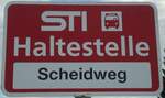 (148'318) - STI-Haltestellenschild - Heimenschwand, Scheidweg - am 15.