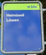 heimiswil/744907/166051---bls-haltestellenschild---heimiswil-loewen (166'051) - bls-Haltestellenschild - Heimiswil, Lwen - am 4. Oktober 2015