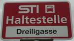(128'761) - STI-Haltestellenschild - Homberg, Dreiligasse - am 15. August 2010