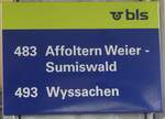 Huttwil/873766/271219---bls-haltestellenschild---huttwil-bahnhof (271'219) - bls-Haltestellenschild - Huttwil, Bahnhof - am 17. Januar 2025