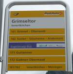 Innertkirchen/748044/194982---postautoengstlenalp-bus-haltestellenschild---innertkirchen-grimseltor (194'982) - PostAuto/Engstlenalp-Bus-Haltestellenschild - Innertkirchen, Grimseltor - am 21. Juli 2018